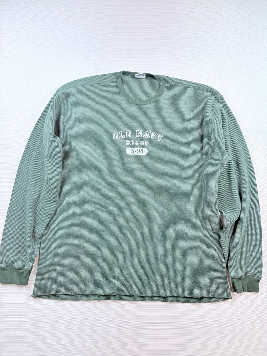 Vintage Old Navy Thermal Long Sleeve Shirt Size L Sage Green Made In USA 2