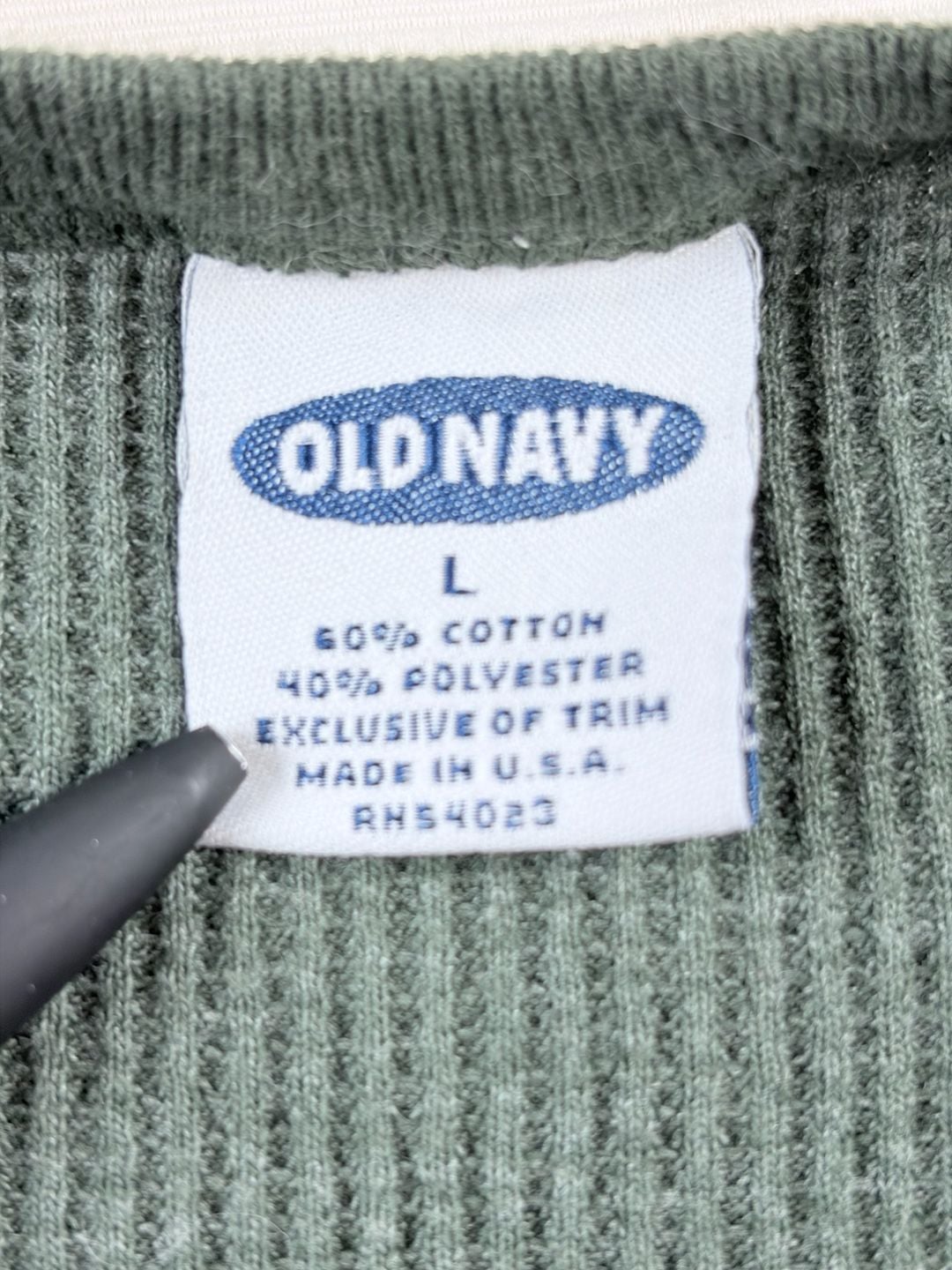 Vintage Old Navy Thermal Long Sleeve Shirt Size L Sage Green Made In USA 4