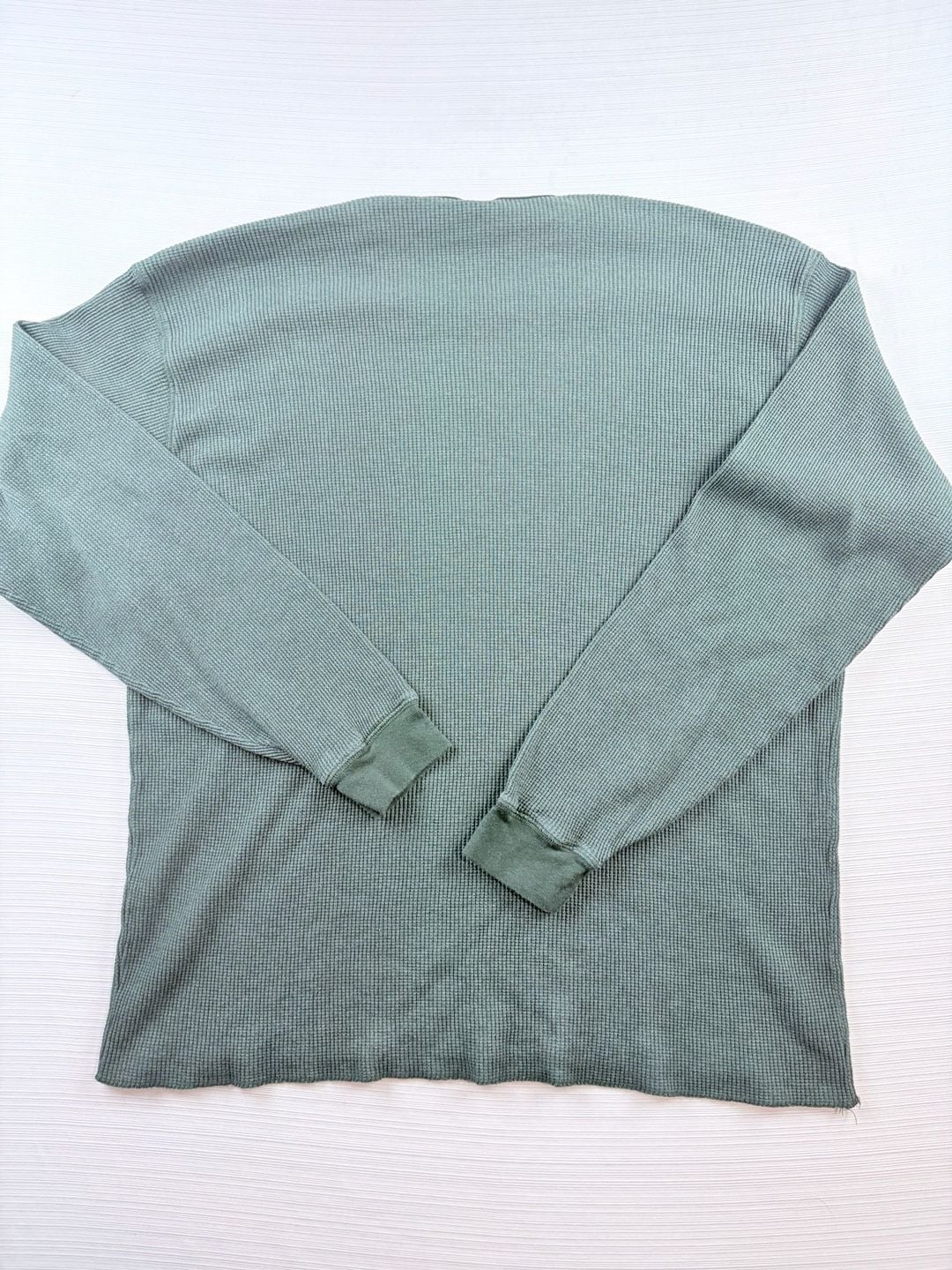 Vintage Old Navy Thermal Long Sleeve Shirt Size L Sage Green Made In USA 5