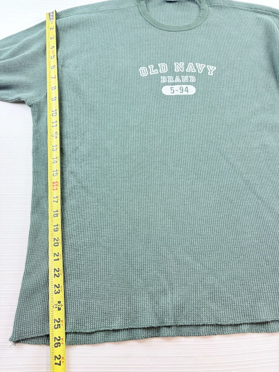 Vintage Old Navy Thermal Long Sleeve Shirt Size L Sage Green Made In USA 6