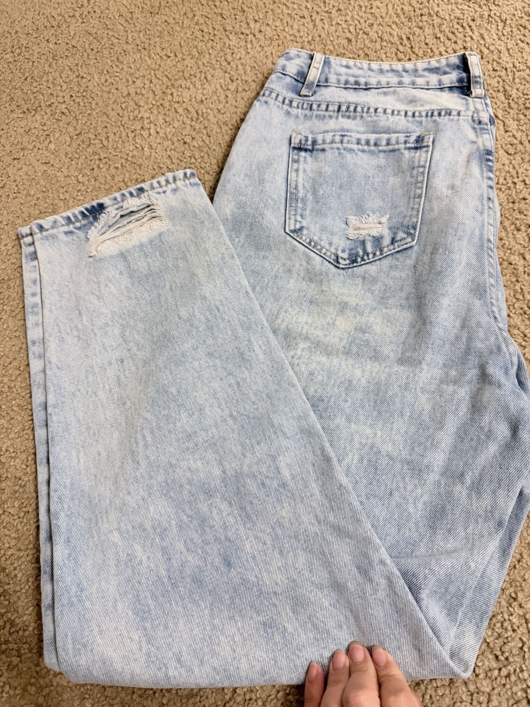 Shein Distressed Acid Wash Straight Leg Jeans Size L 5