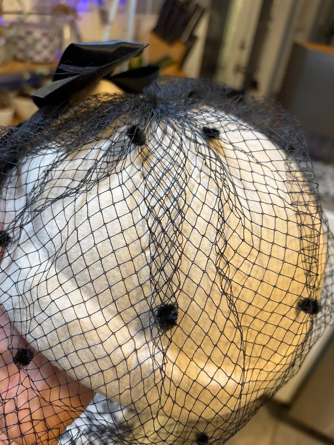 Vintage Wool Pillbox Hat With Black Veil And Bow 6