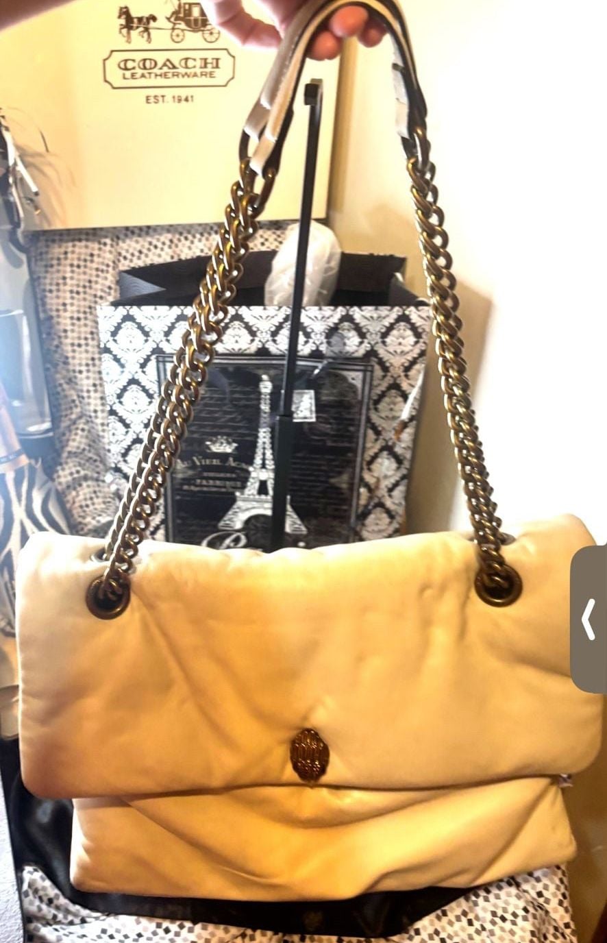 Kurt Geiger London XXL Kensington Quilted Shoulder Bag Off White Leather 2