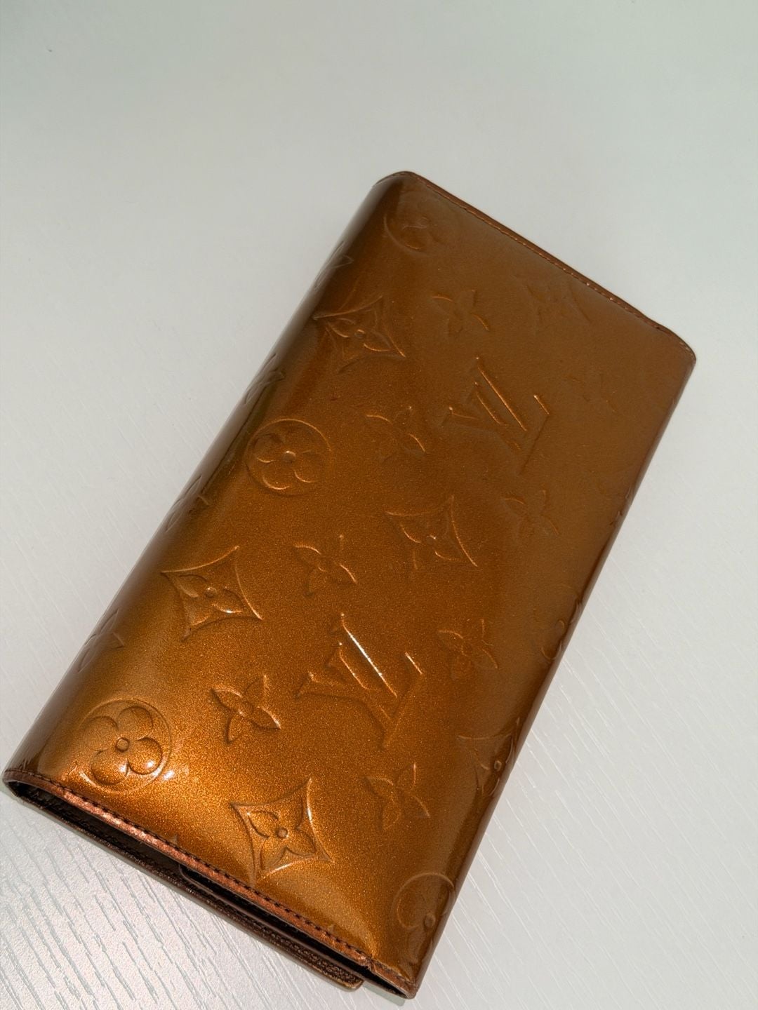 Louis Vuitton Monogram Vernis International Wallet Bronze Patent Leather 6