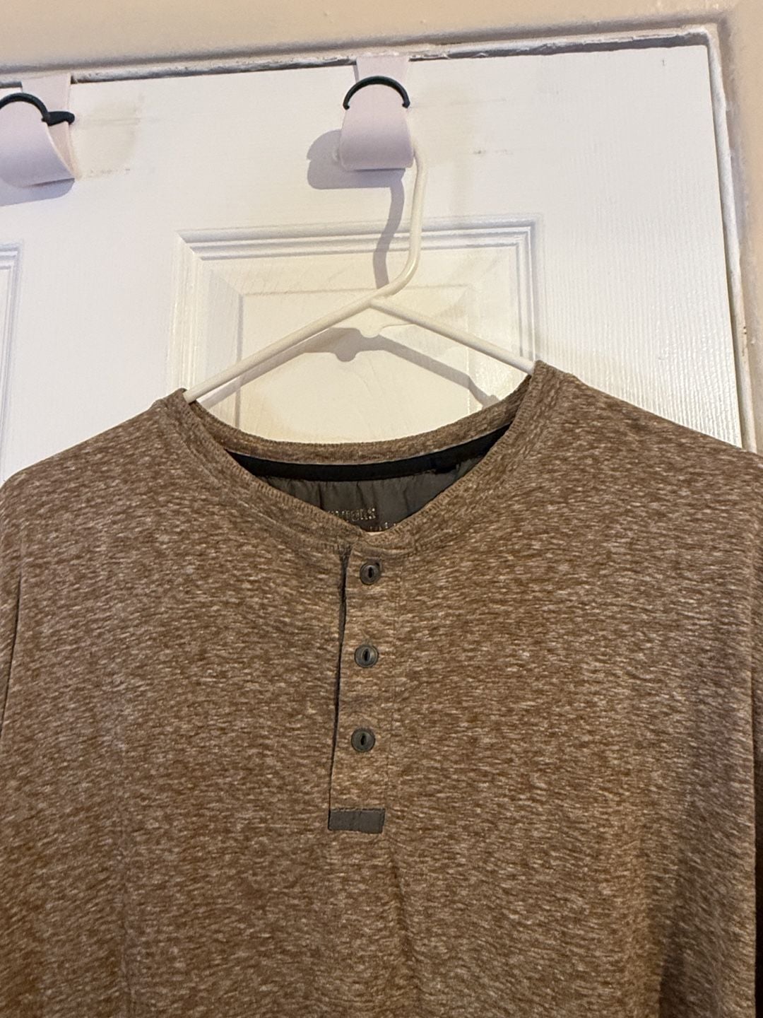 Alexander Julian Colours Long Sleeve Henley Shirt Brown Heather M 10