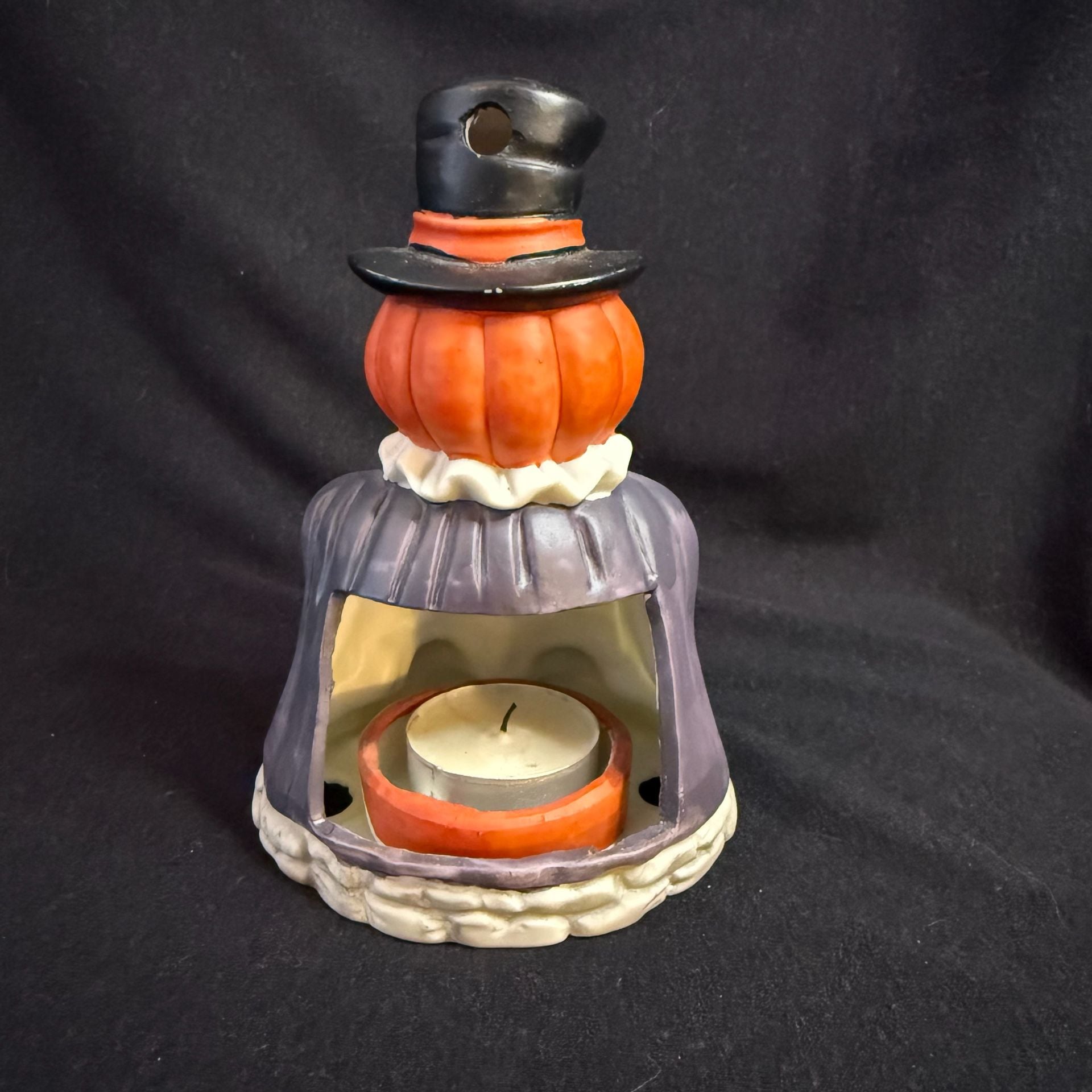 Ceramic Pumpkin Man Tea Light Candle Holder Halloween Decor 3