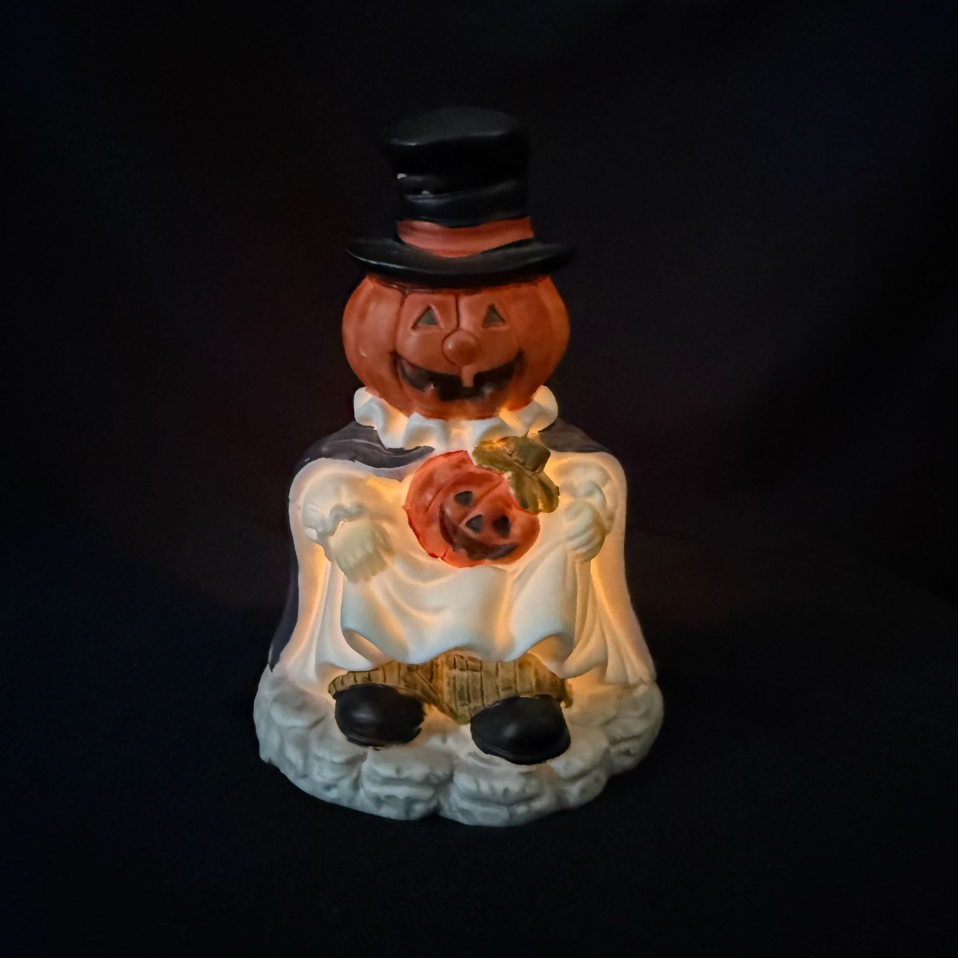 Ceramic Pumpkin Man Tea Light Candle Holder Halloween Decor 6