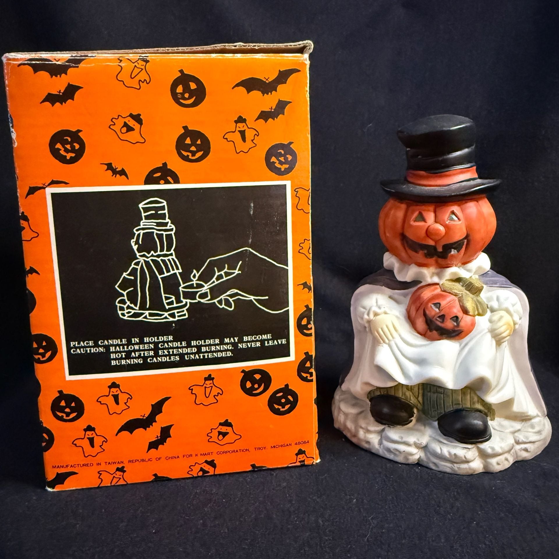 Ceramic Pumpkin Man Tea Light Candle Holder Halloween Decor 9