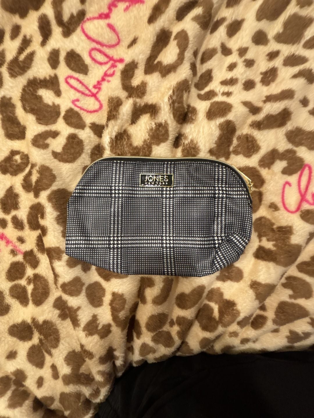 Jones New York Black White Houndstooth Cosmetic Bag 2