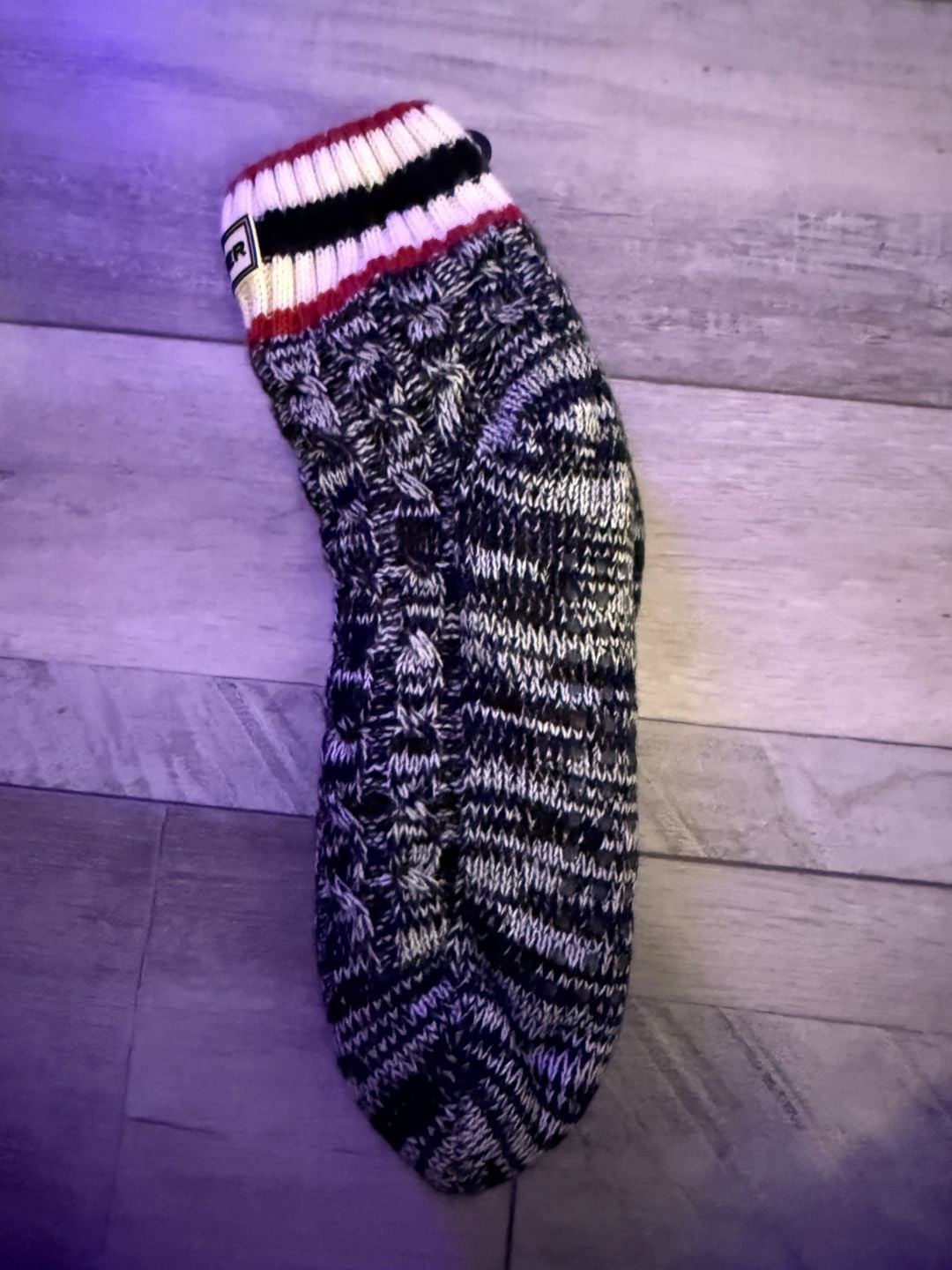 Hunter Cable Knit Boot Socks Black White Red 3