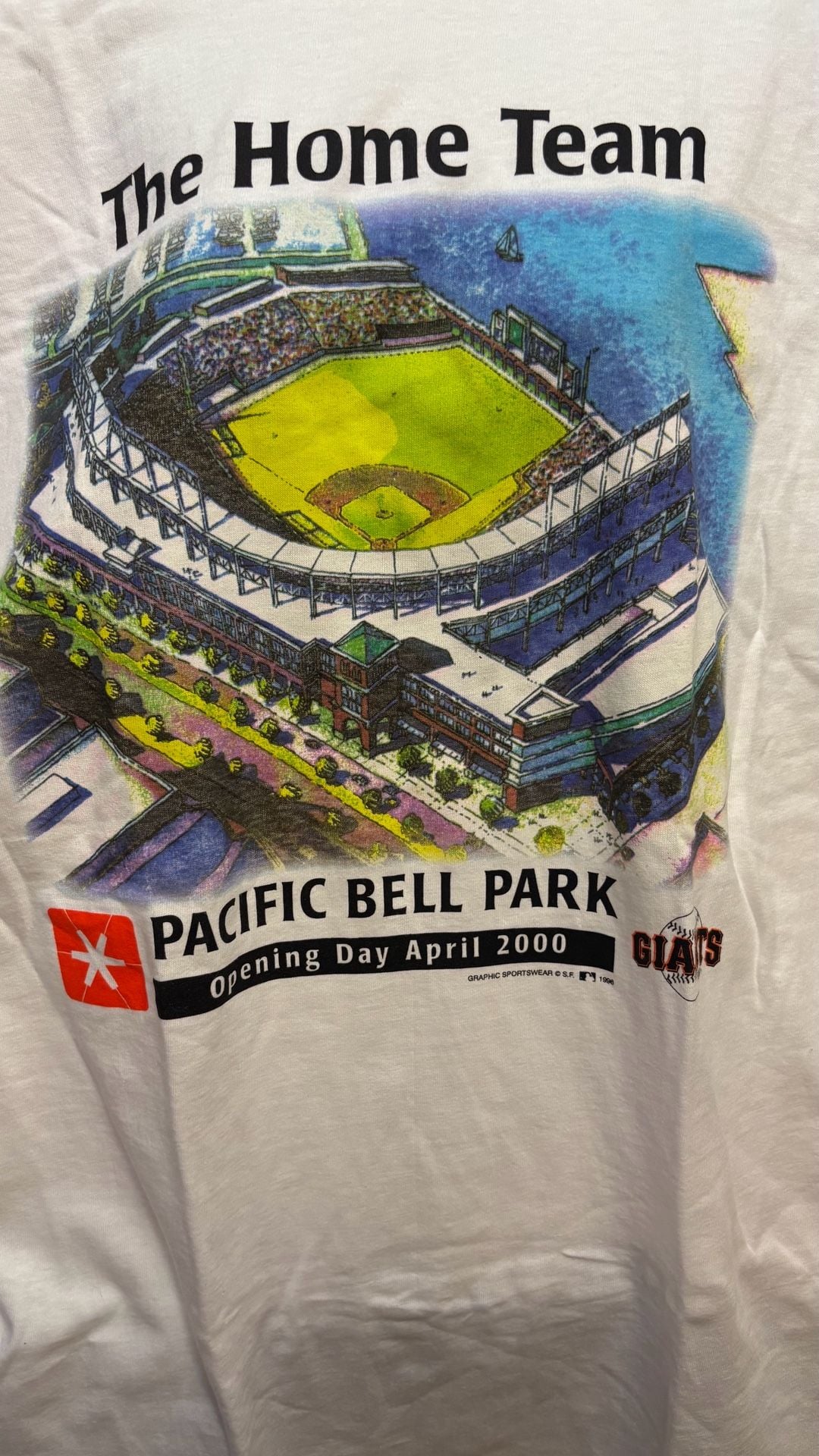 Vintage Oneita Pacific Bell Park Opening Day 2000 T-Shirt Size X-Large White 5