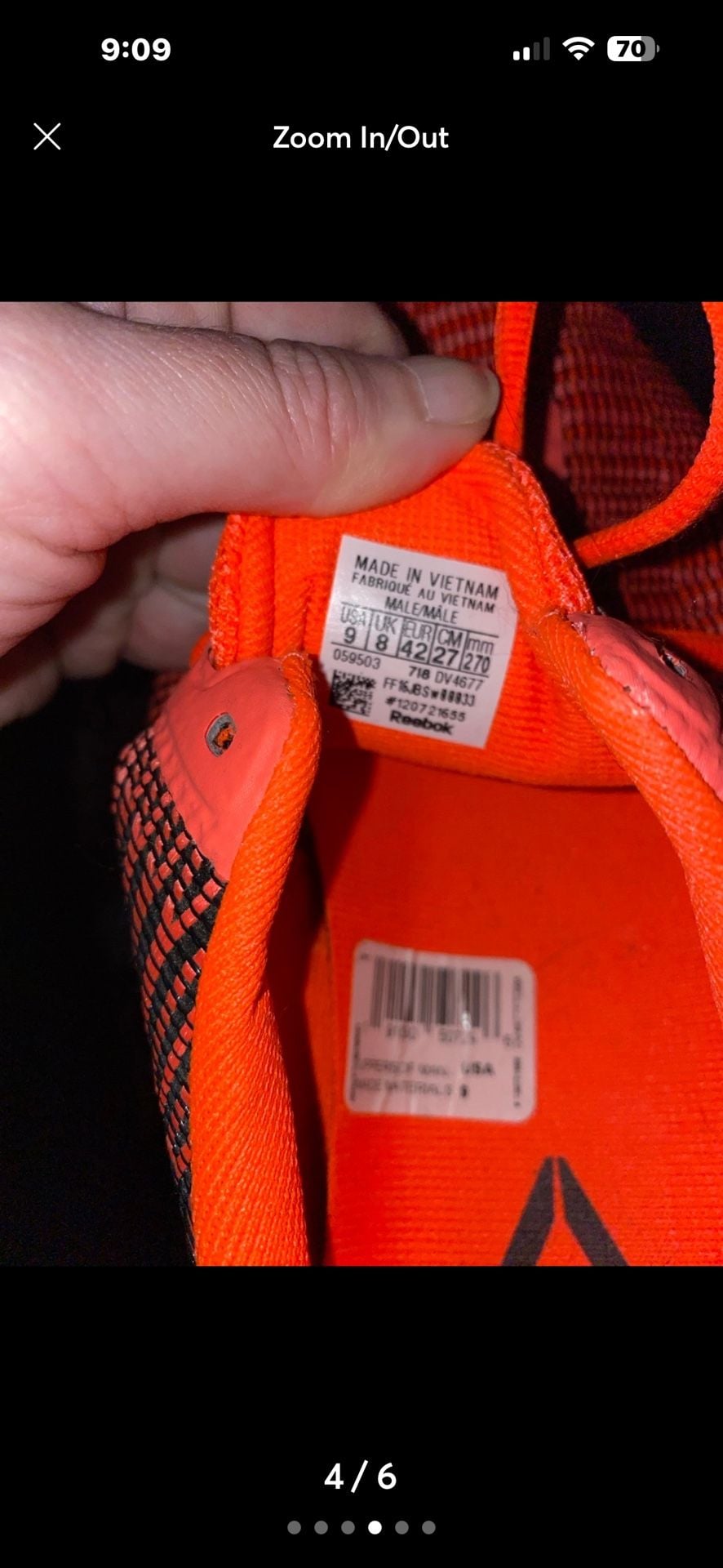 Reebok Crossfit Nano 7 Size 9 mens Orange Black Sneakers 5
