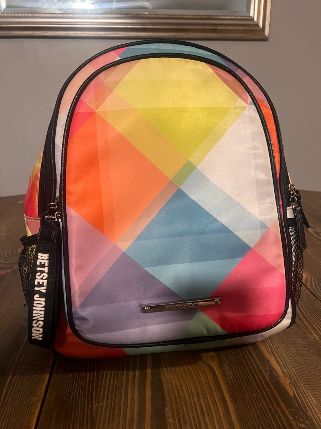 Betsey Johnson Rainbow Geometric Abstract Nylon Backpack 2