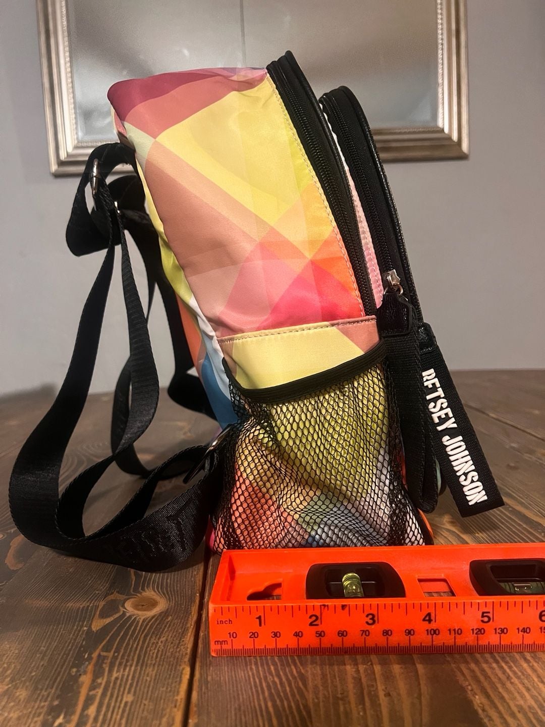 Betsey Johnson Rainbow Geometric Abstract Nylon Backpack 3
