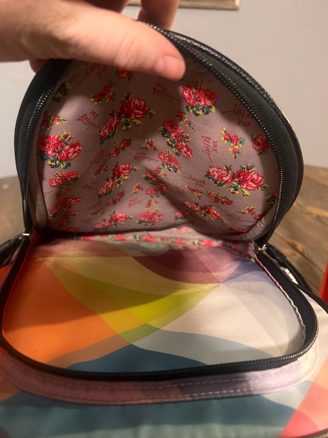 Betsey Johnson Rainbow Geometric Abstract Nylon Backpack 7