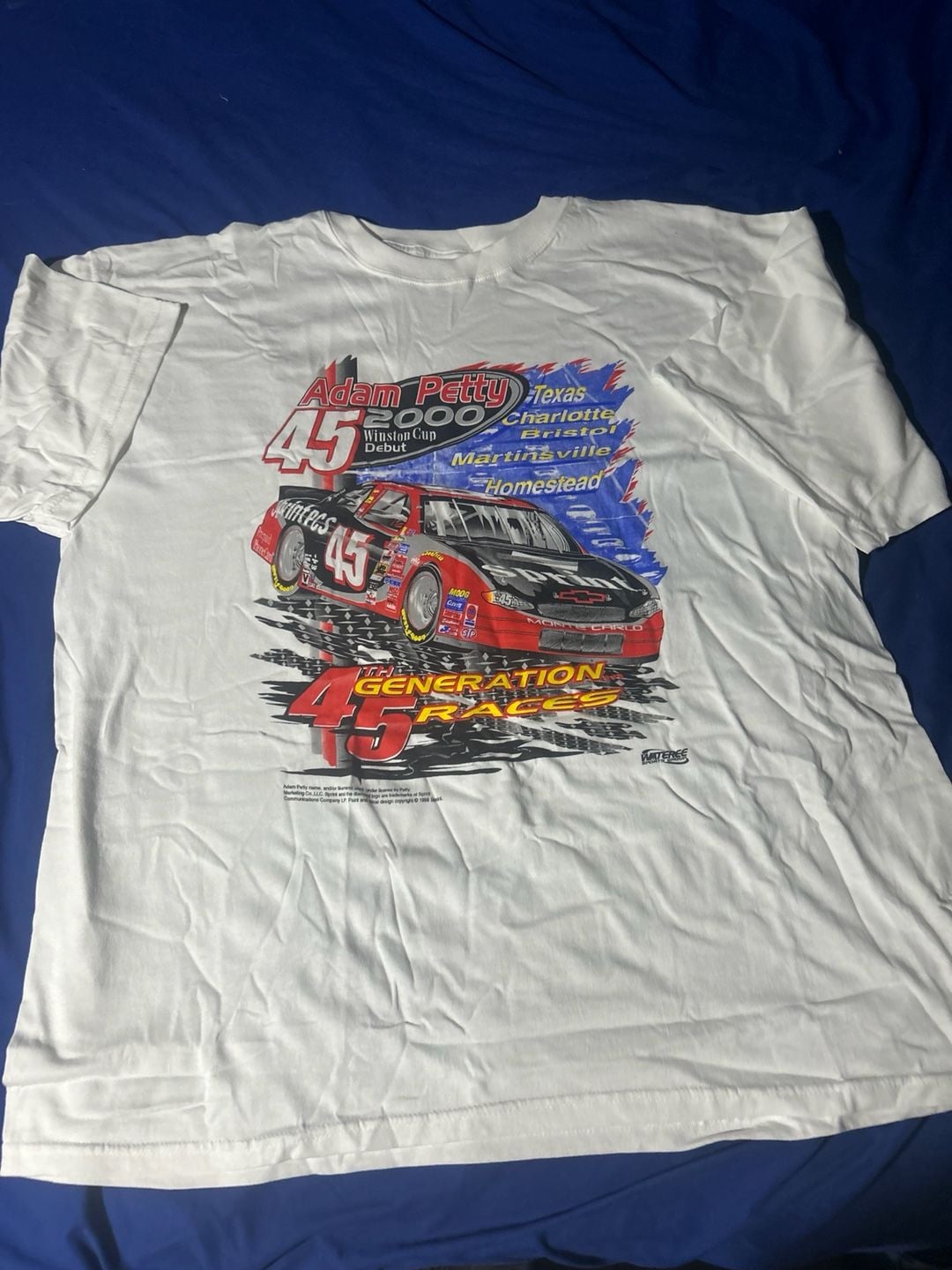 Gildan Adam Petty 2000 Winston Cup Debut Size XXL White Graphic T-Shirt 2