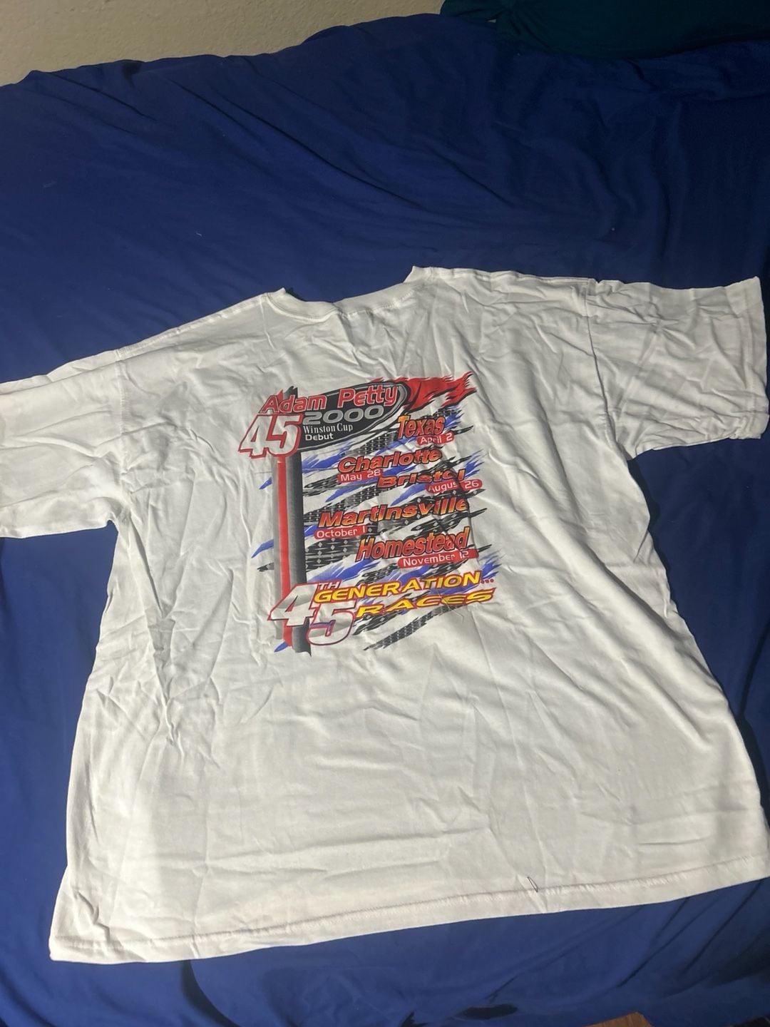 Gildan Adam Petty 2000 Winston Cup Debut Size XXL White Graphic T-Shirt 4