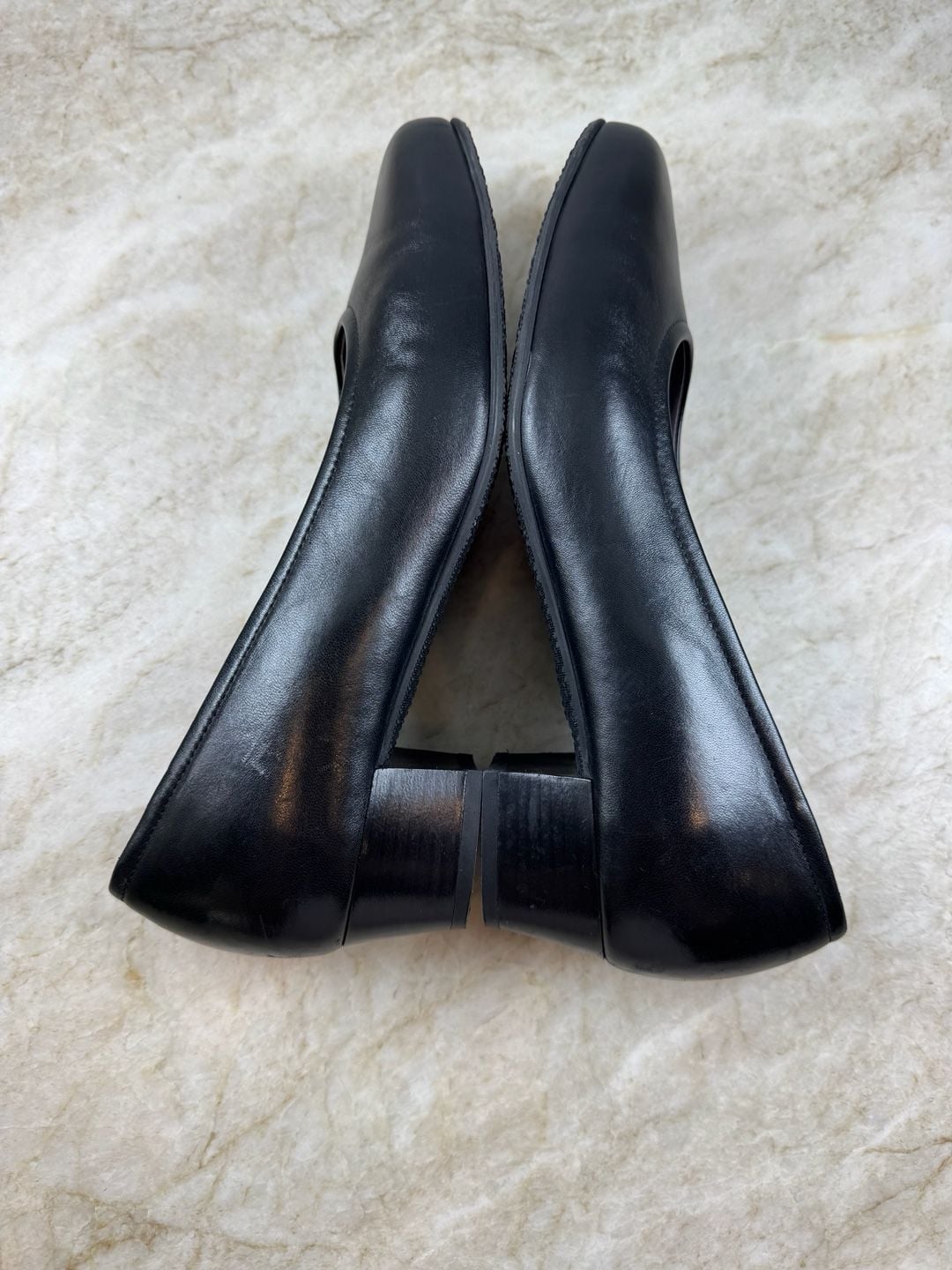 SAS Women’s Black Leather Round Toe Low Heel Pumps Size 8N Narrow Italy 6