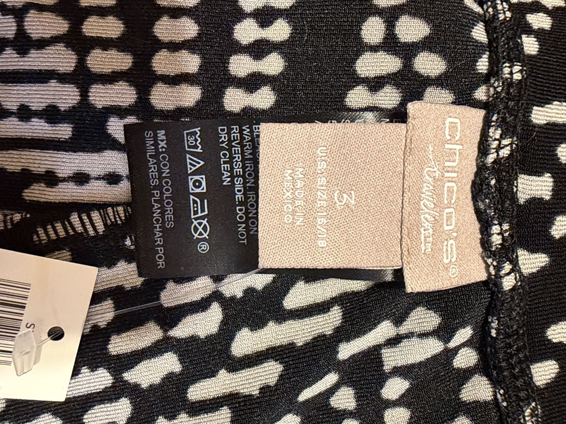 Chico's Travelers Pants Size 3 Black White Printed Wide Leg 9