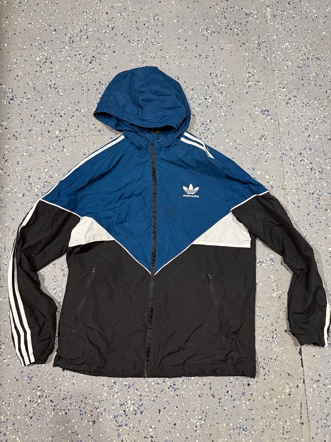 Adidas Skateboarding Windbreaker Jacket Size L Blue Black White 6