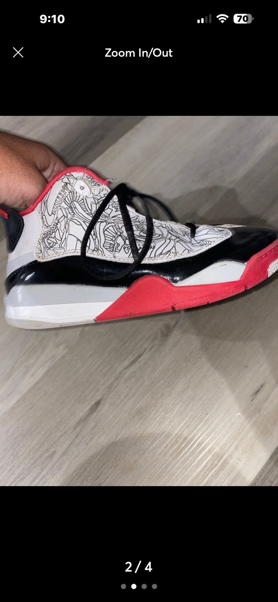 Jordan Dub Zero GS Size 1.5Y White Black Red Laser 3
