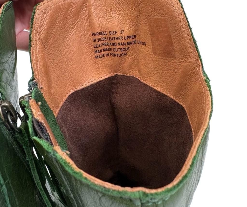 Miz Mooz Parnell Size 37 Green Leather Ruched Mid Calf Boots 7