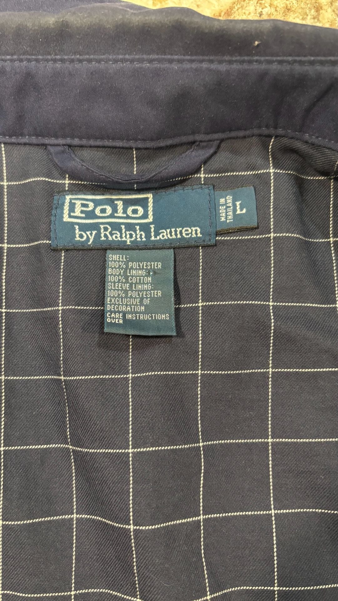 Vintage Polo By Ralph Lauren Jacket L Navy Blue Zip Up Cotton Blend Harrington 7
