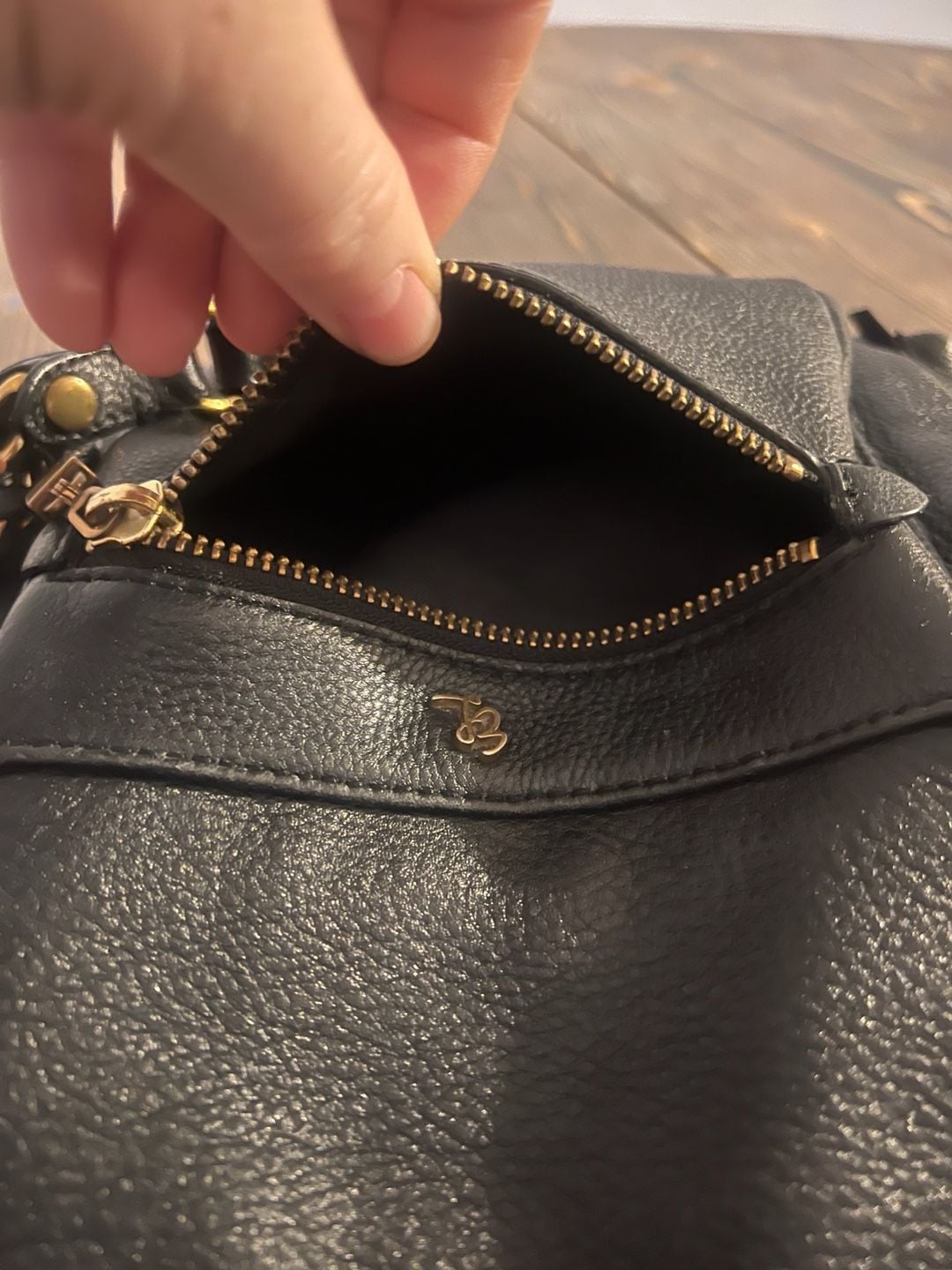 Elliott Lucca Black Leather Crossbody Bag Gold Hardware 8