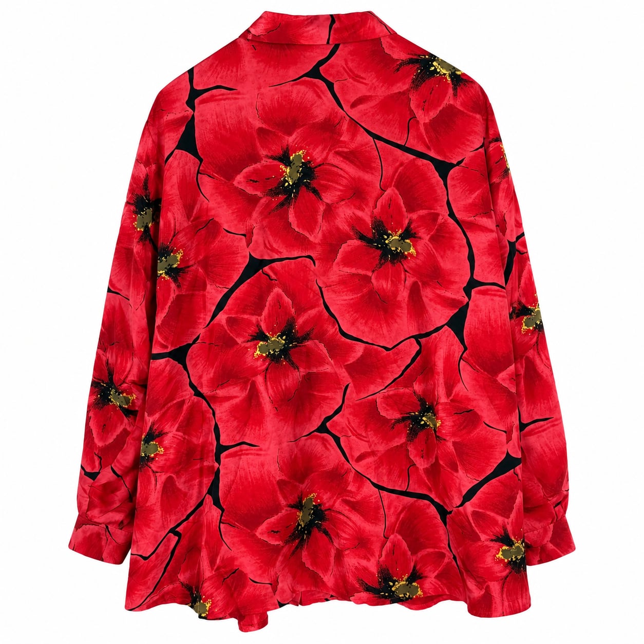 Vintage Silk Spiegel Floral Button-Up Blouse Size 3X Red Black Poppy 3
