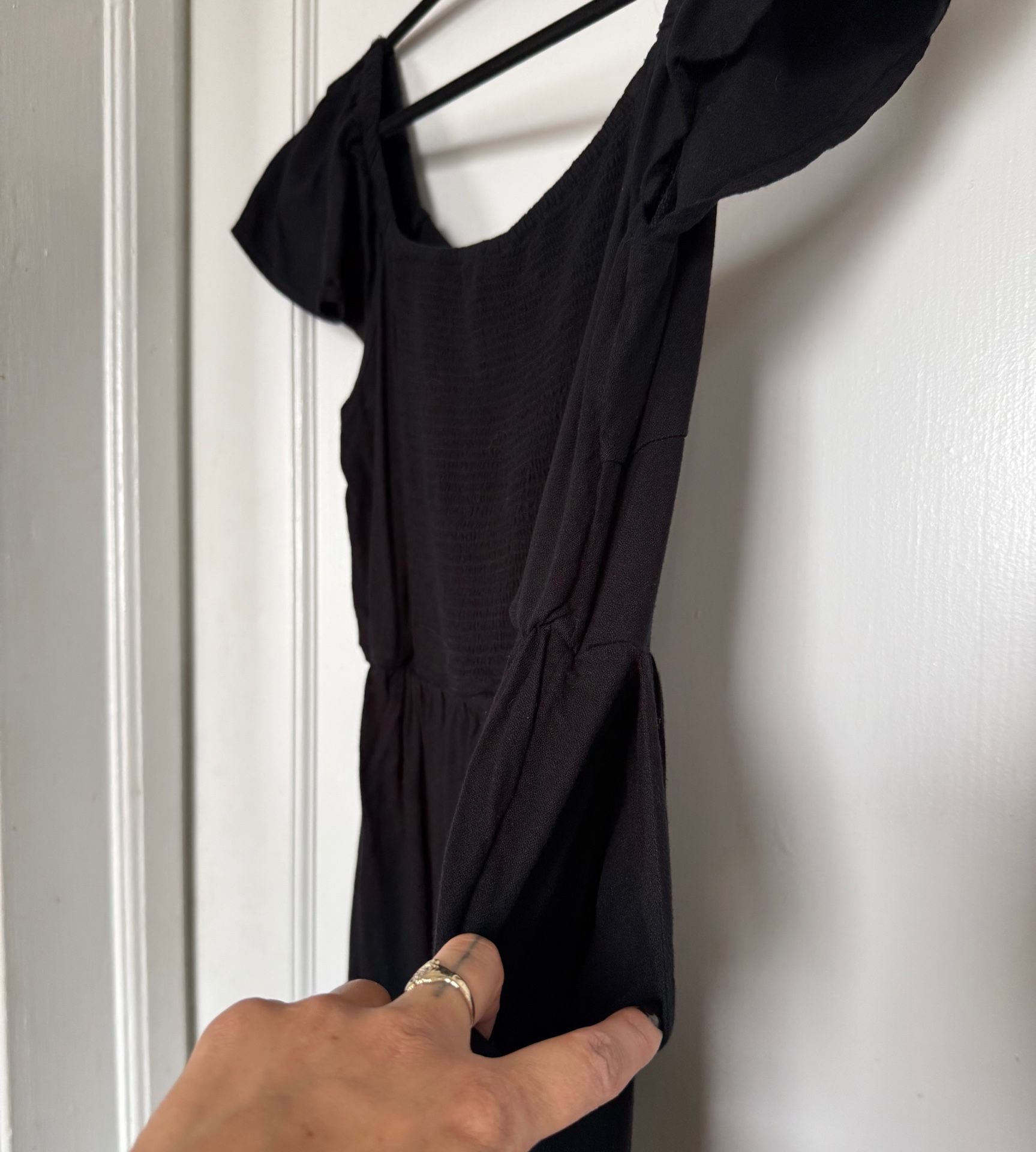 Old Navy Jumpsuit Size M Black Sweetheart Neck Flutter Sleeve 5