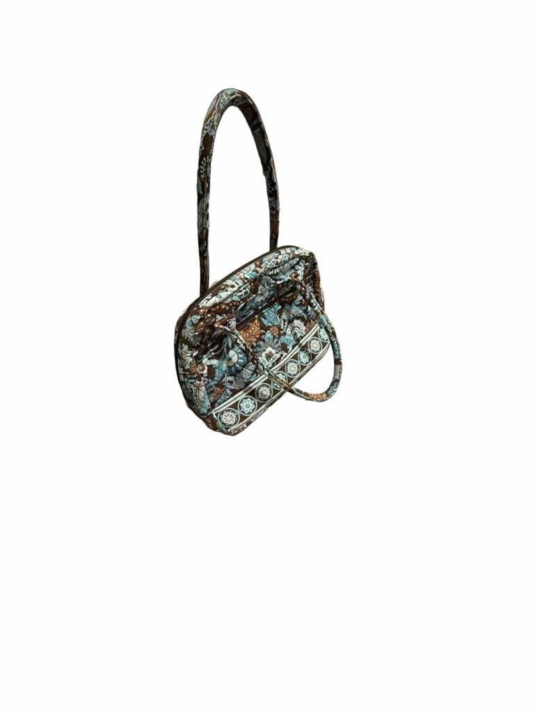 Vera Bradley Rey Java Blue Brown Quilted Cotton Satchel Handbag 3