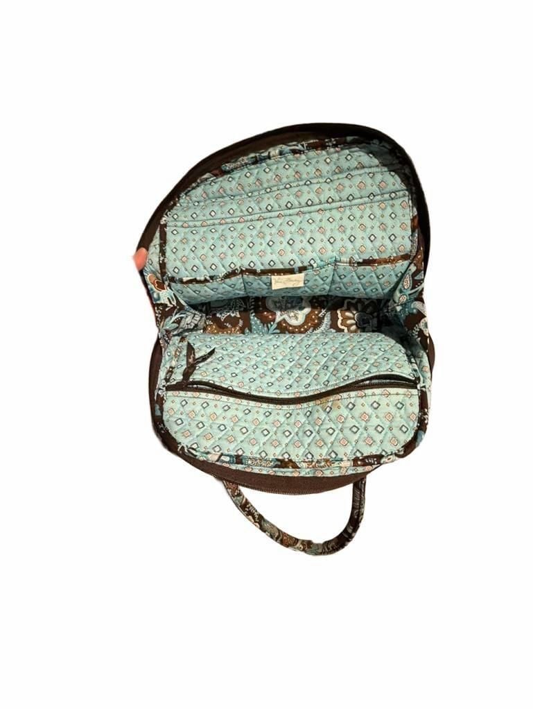 Vera Bradley Rey Java Blue Brown Quilted Cotton Satchel Handbag 4