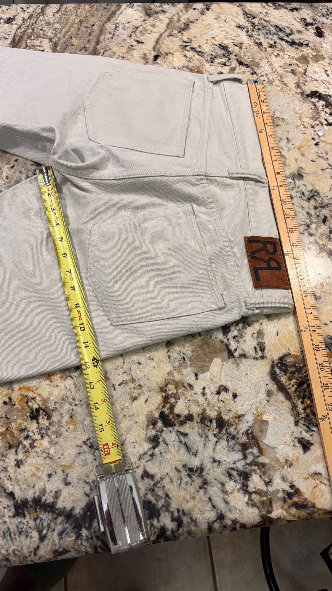 RRL Ralph Lauren Straight Leg  selvedge Jeans 33x32 Off White Cotton Denim 8