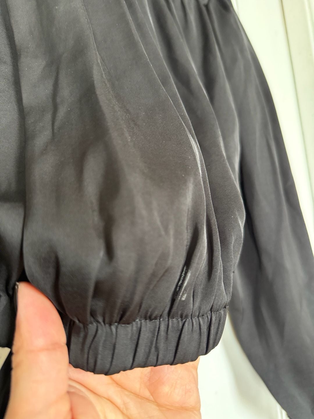 Sans Souci Long Sleeve Blouse Size S Black Tie Front Crop Top 4