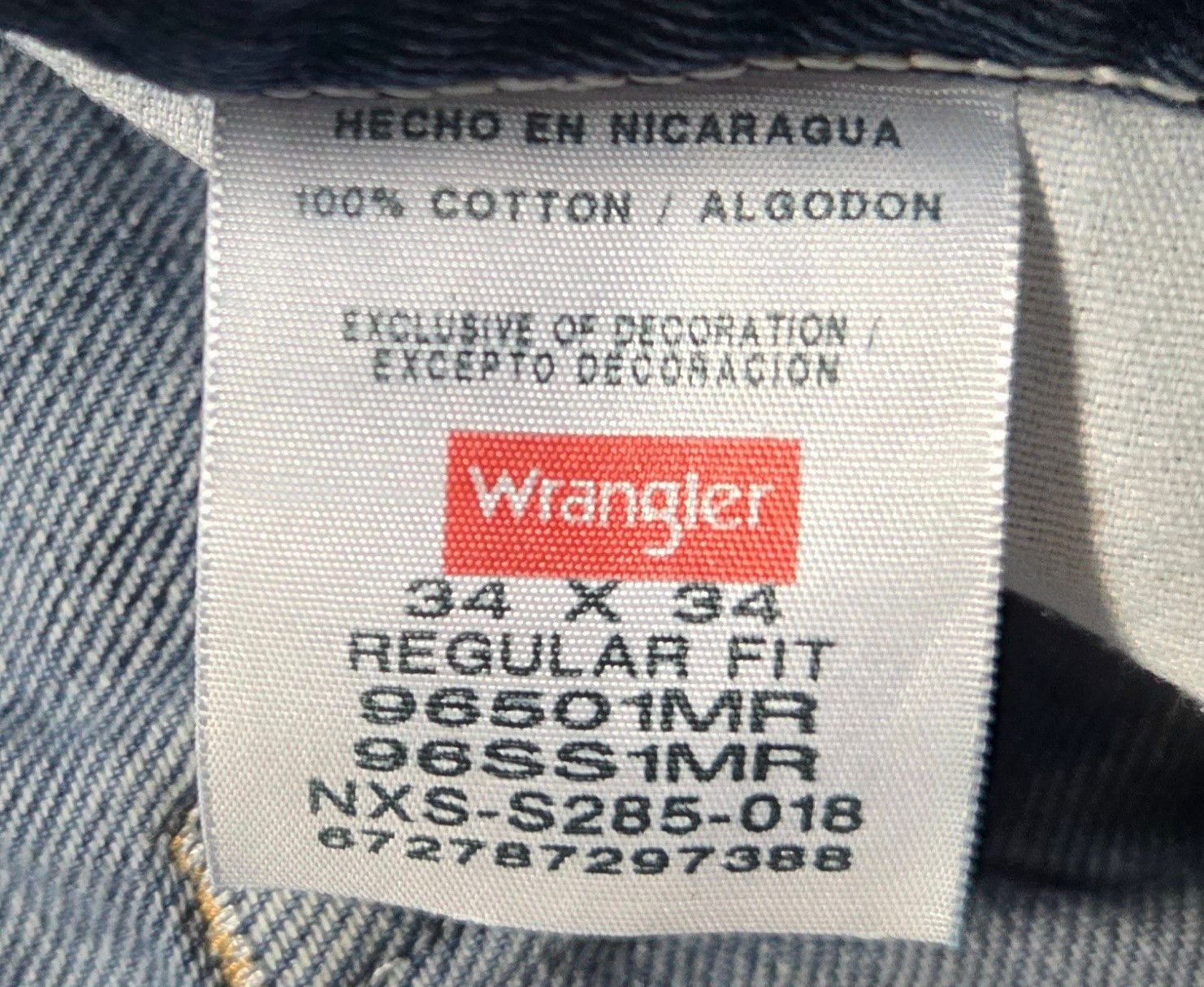 Wrangler Regular Fit Jeans 34x34 Blue Cotton Denim Straight Leg 7