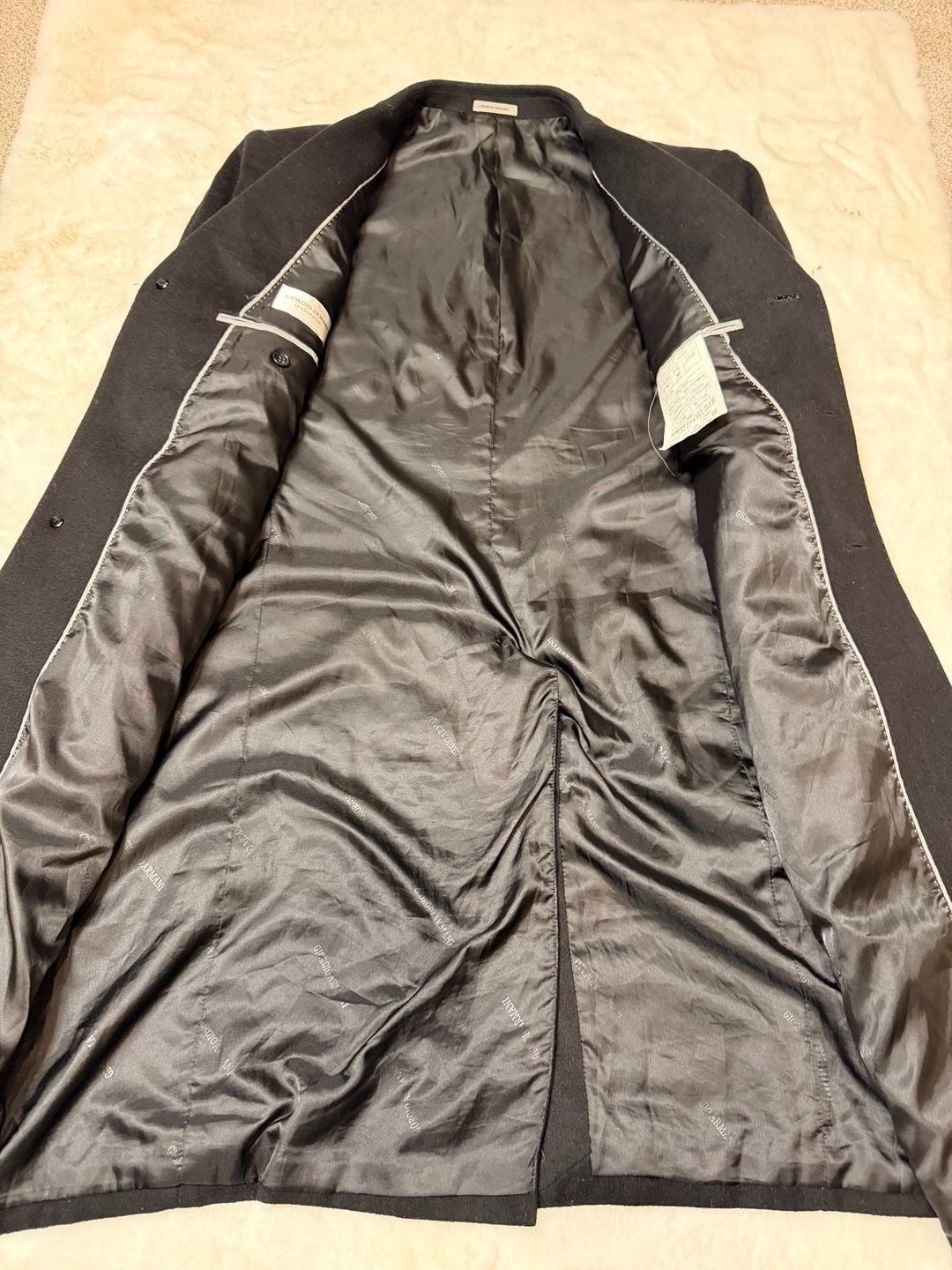 Giorgio Armani Wool Cashmere Overcoat Black 6