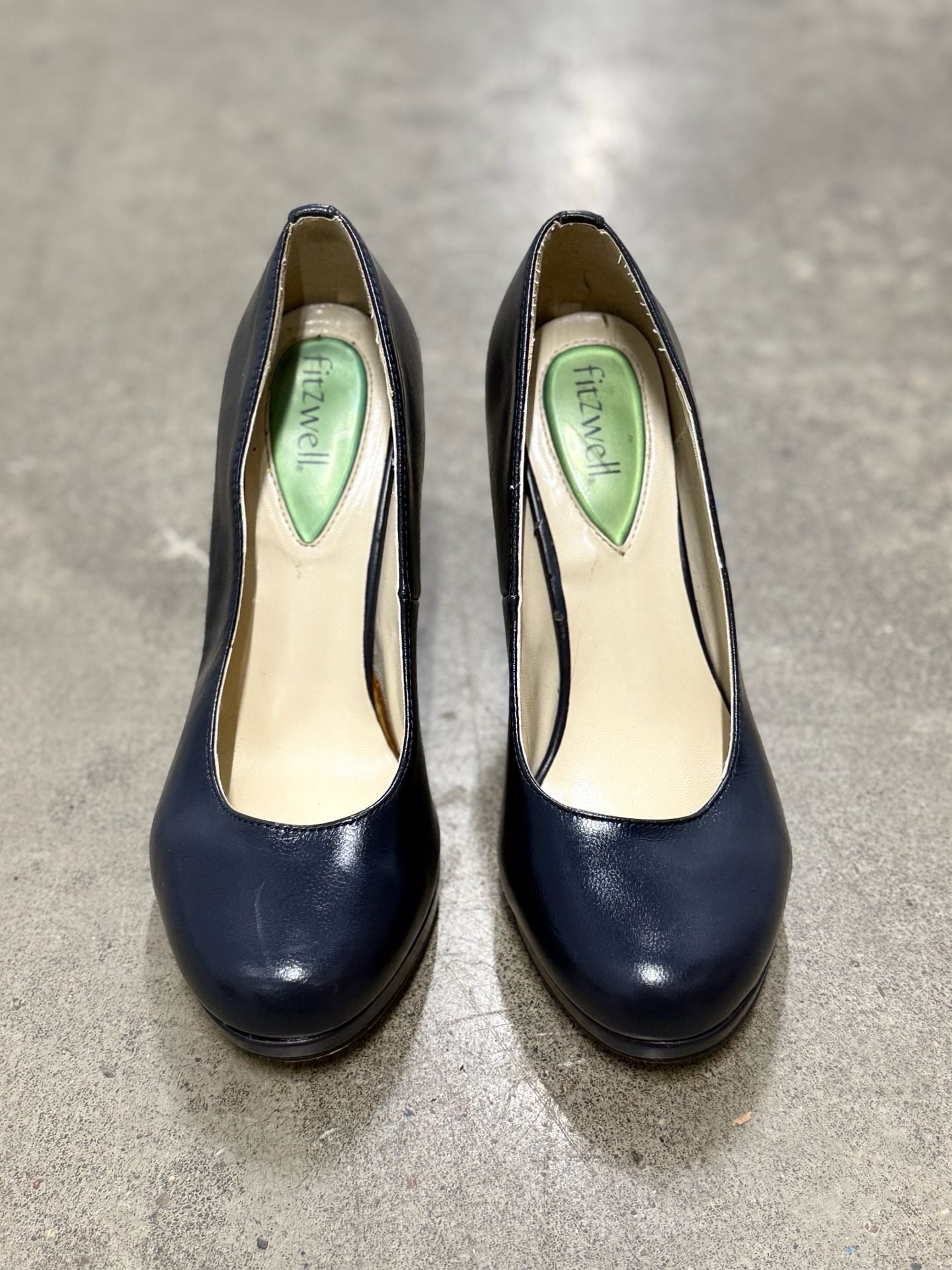 Fitzwell Navy Leather Platform Pumps 2