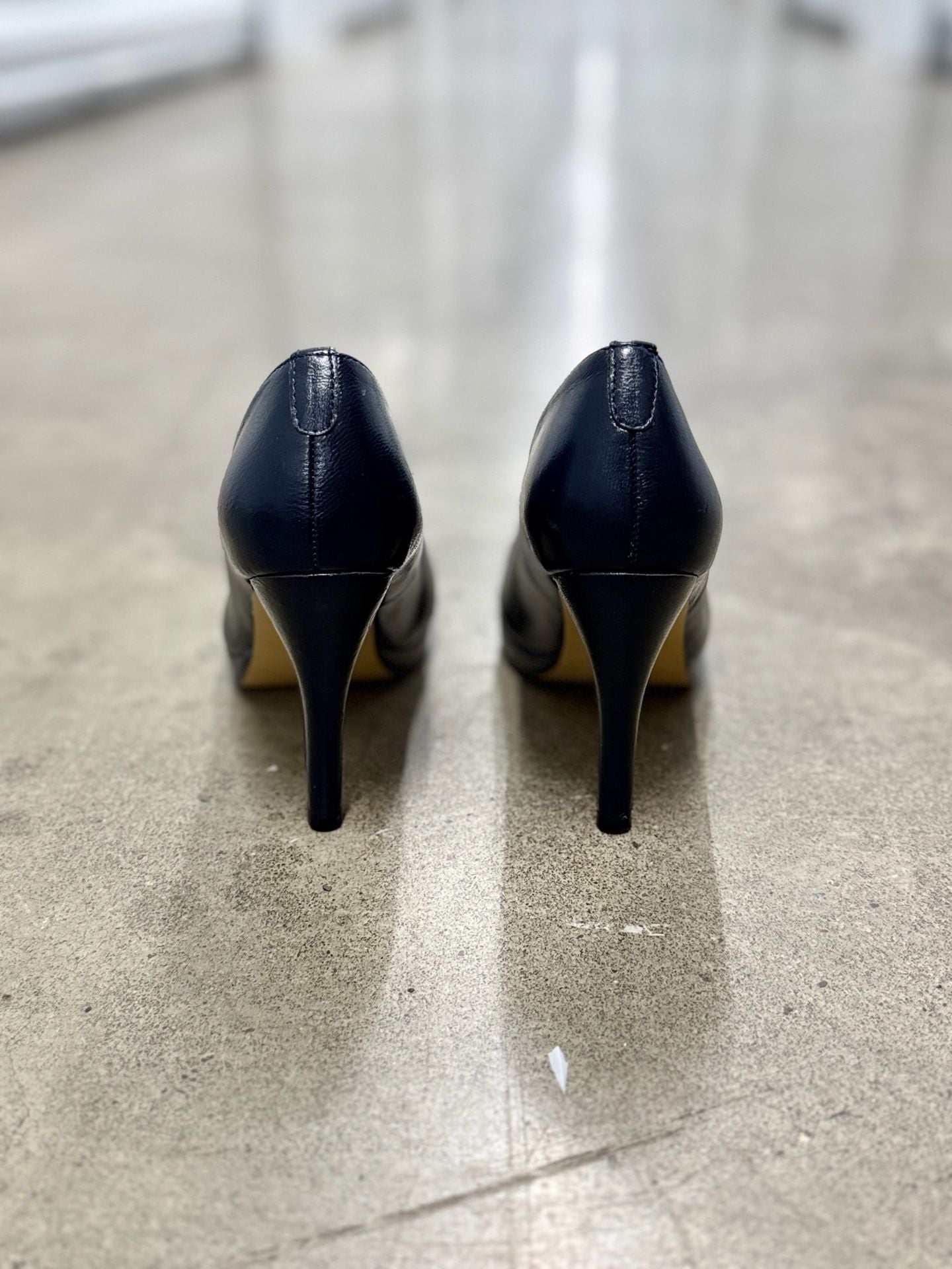 Fitzwell Navy Leather Platform Pumps 5