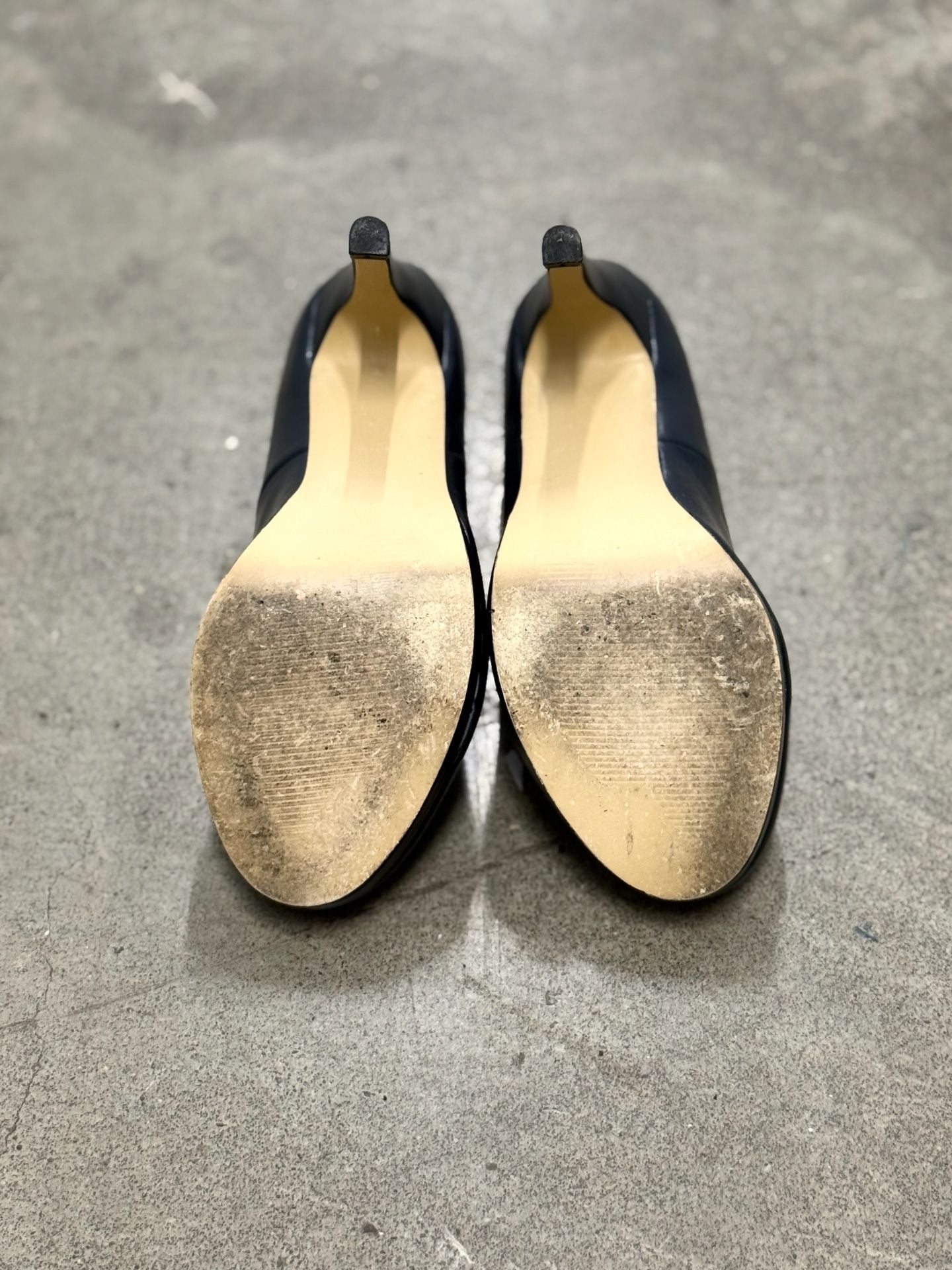 Fitzwell Navy Leather Platform Pumps 6
