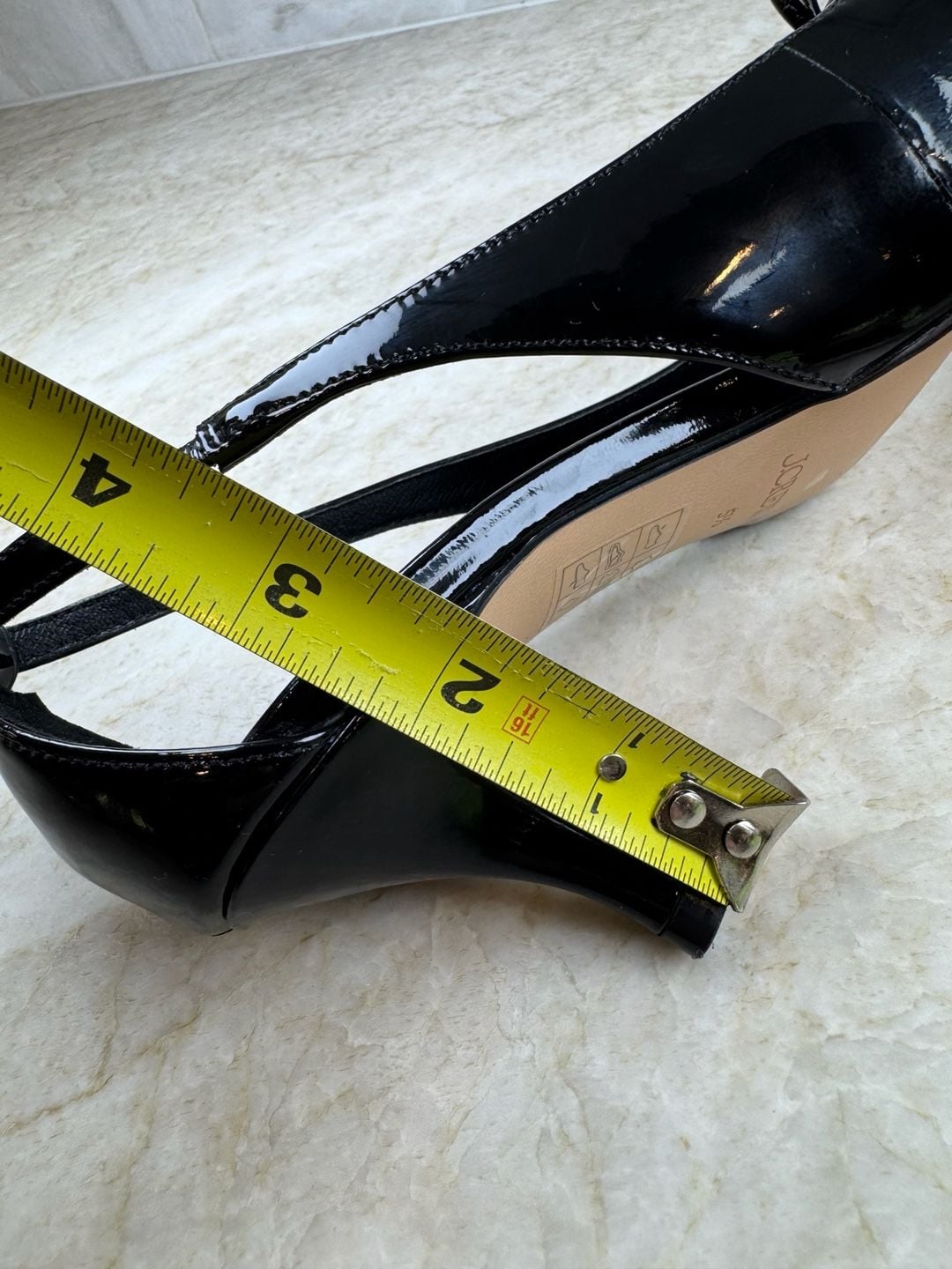 J.Crew Leona Slingback Heels Black Patent Leather Double Bow Square Toe 5.5 15