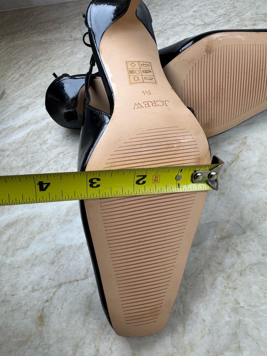 J.Crew Leona Slingback Heels Black Patent Leather Double Bow Square Toe 5.5 16