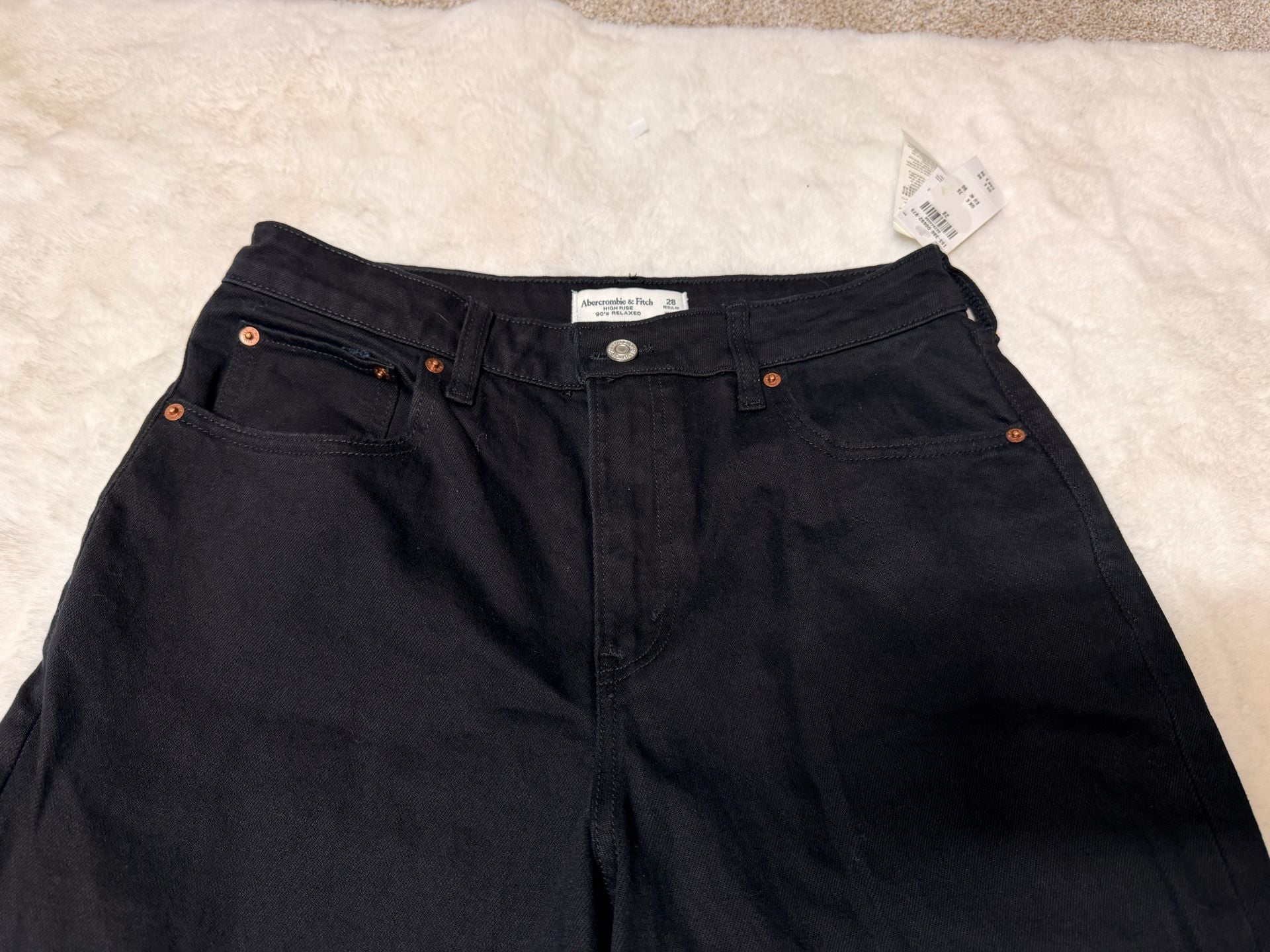 Abercrombie & Fitch Curve Love High Rise 90's Relaxed Size 28 Black Jeans 3