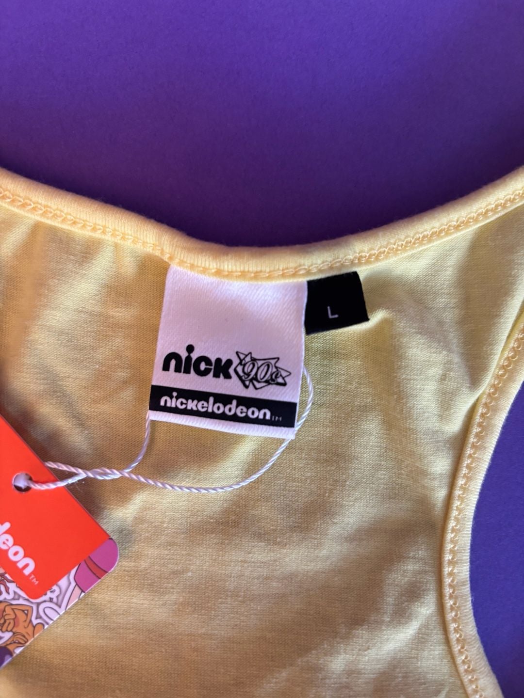 Nick 90s Rugrats Tank Top Size L Yellow Graphic Racerback 7