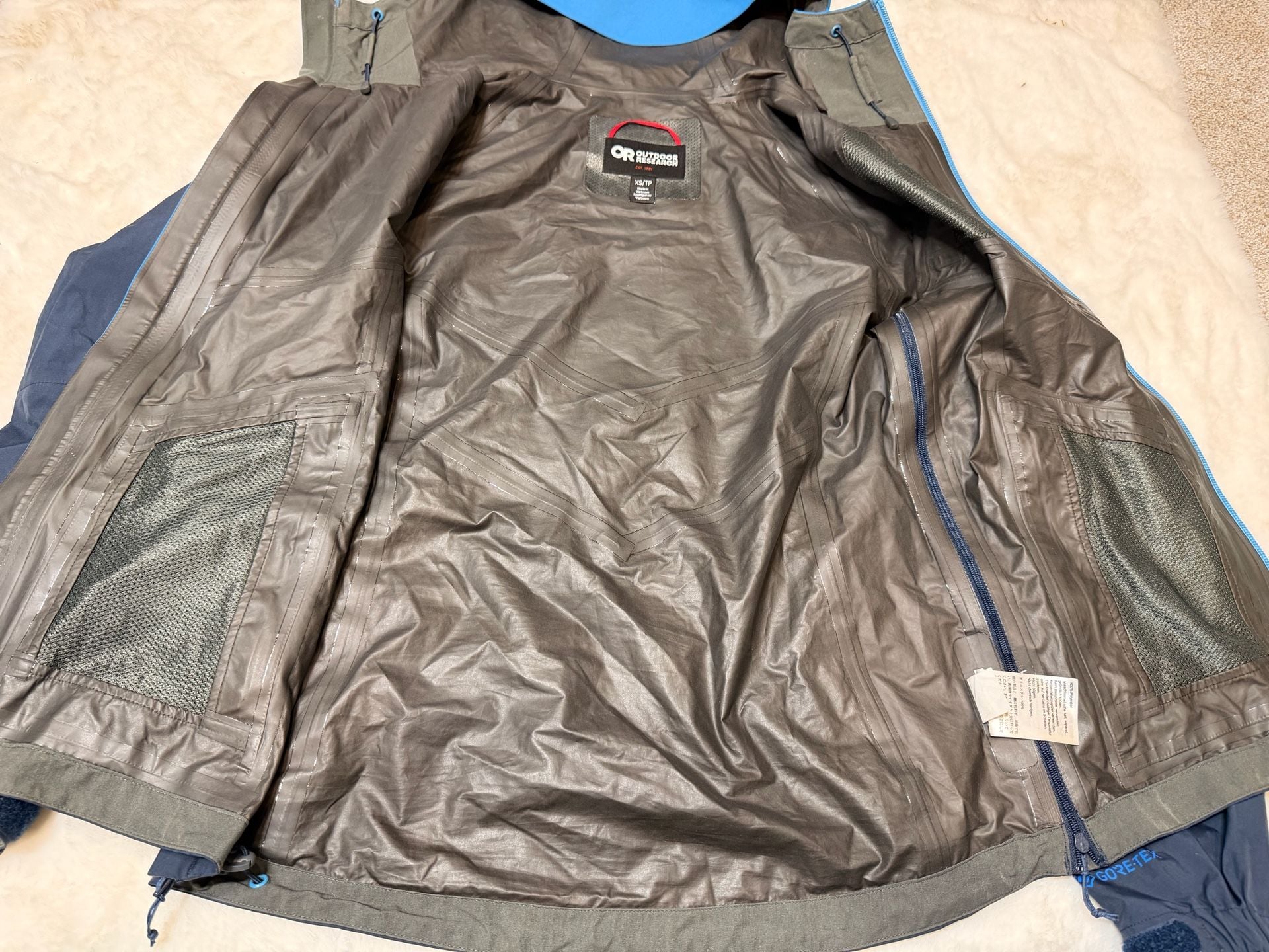 Outdoor Research Aspire Jacket Size XS/TP Blue Gore-Tex Waterproof 8