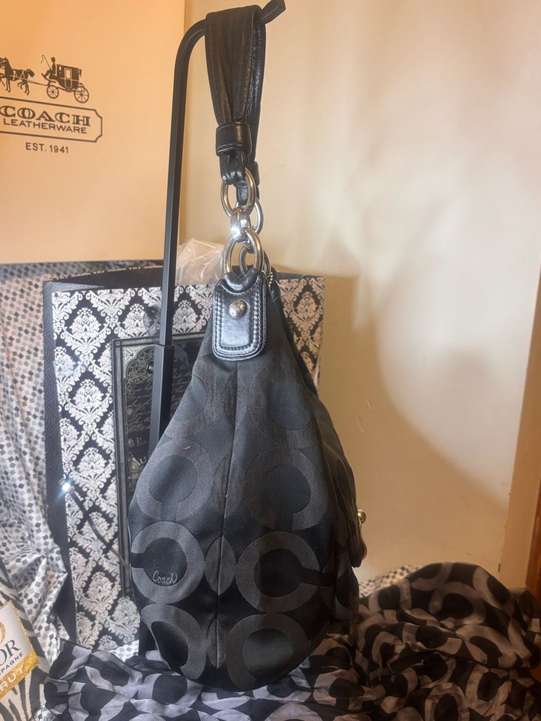 Coach Black Signature C Pop C Monogram Shoulder Bag 5