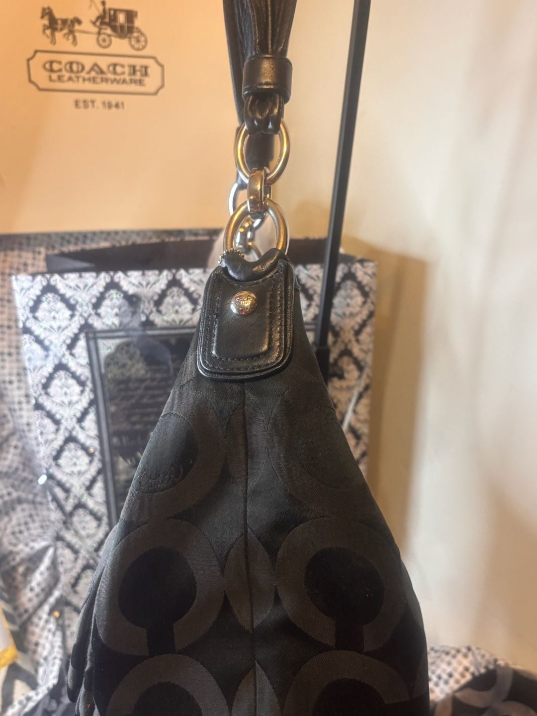 Coach Black Signature C Pop C Monogram Shoulder Bag 7