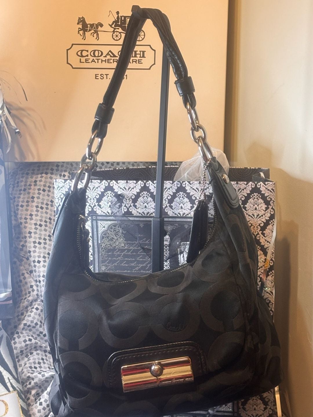 Coach Black Signature C Pop C Monogram Shoulder Bag 2