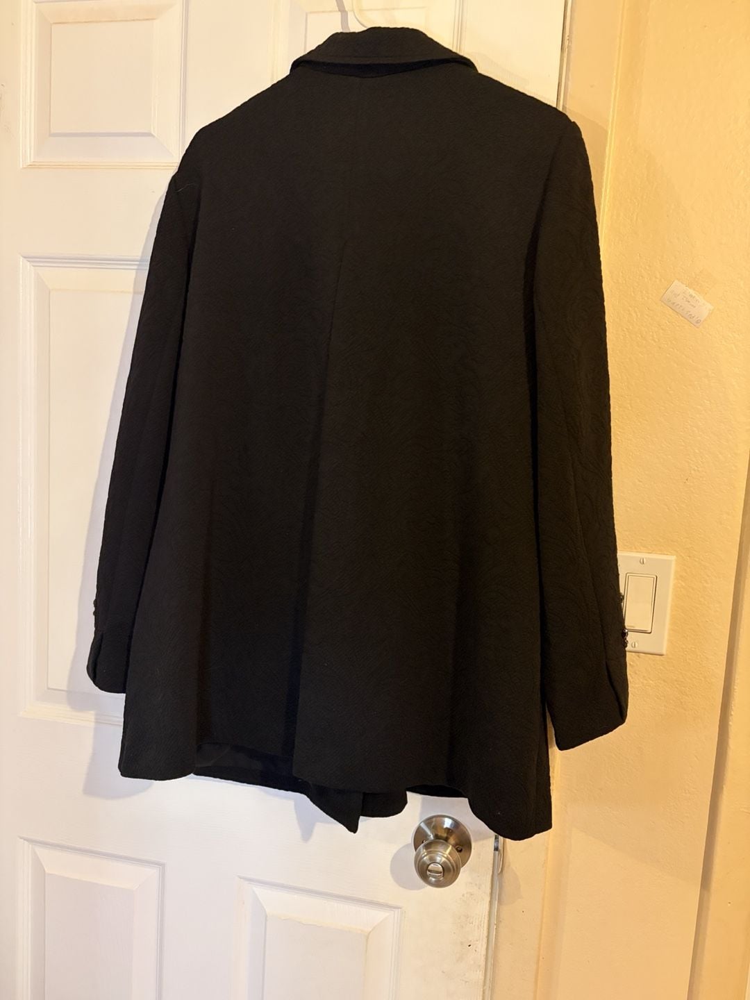 Chico's Black Embellished Jacquard Coat Size 3 Black Beaded Jacket 10