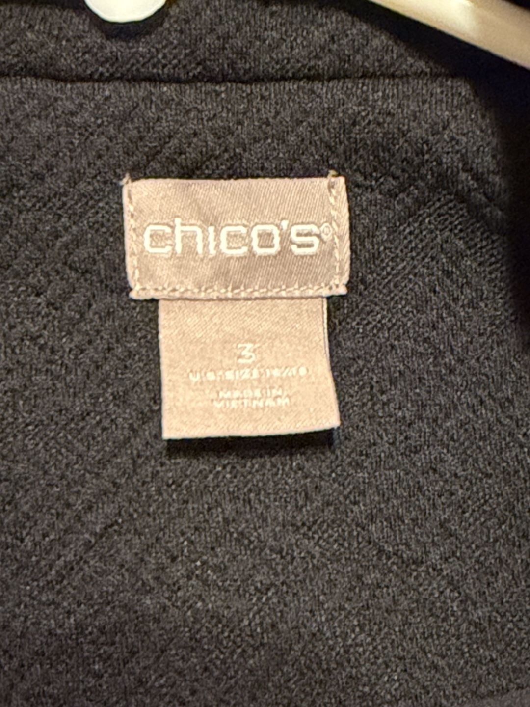 Chico's Black Embellished Jacquard Coat Size 3 Black Beaded Jacket 12