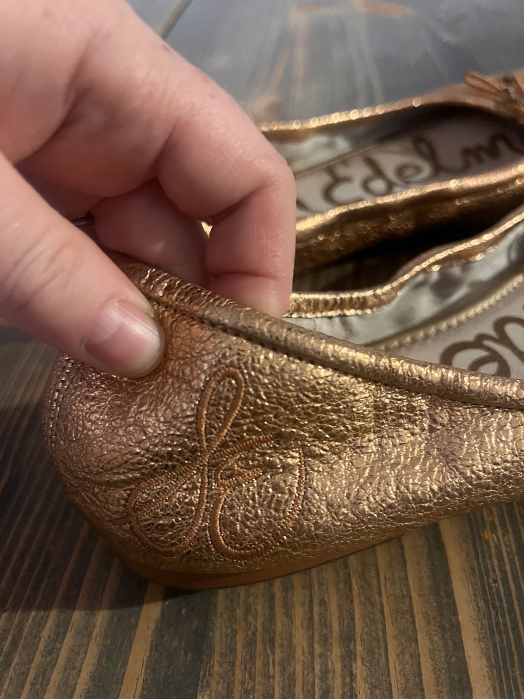Sam Edelman Felicia Ballet Flats Size 9M Rose Gold Leather 13